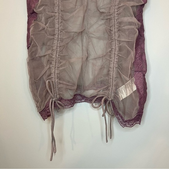 Urban Outfitters UO Marina Sheer Ruched Monochromatic Purple Mini Dress M NWT - Picture 7 of 16